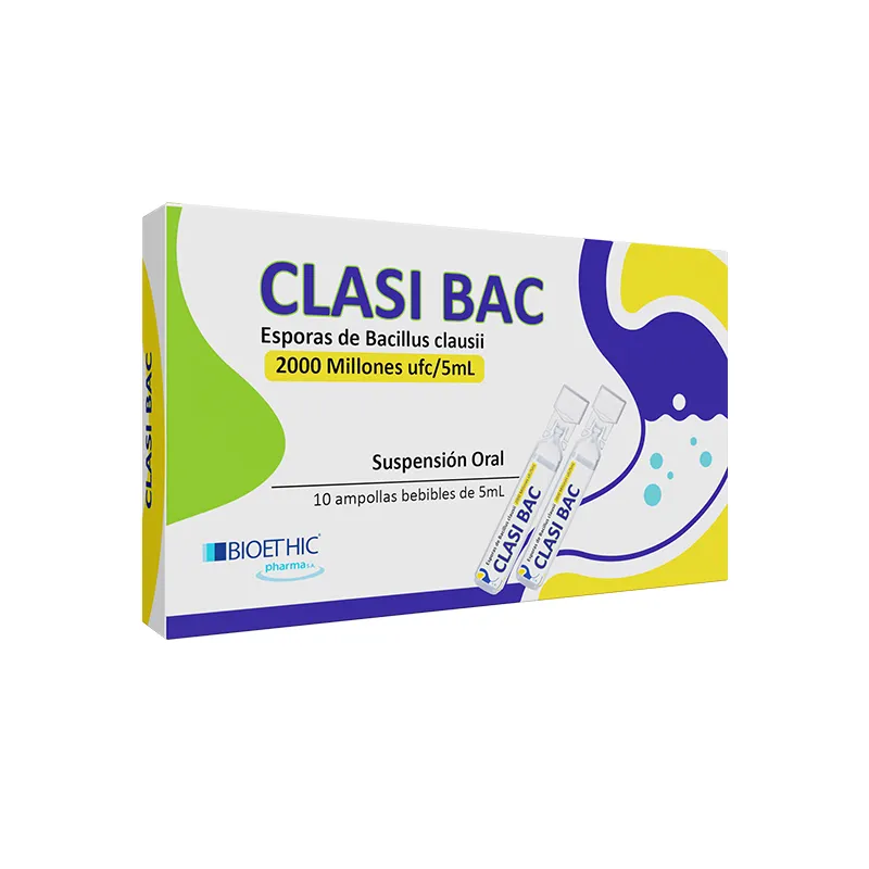 Clasi Bac Esporas de Bacillus Clausii 2000 Millones ufc/5 mL - 10 Ampollas Bebibles